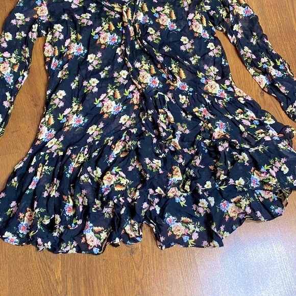🌹 Zara Woman 🌹 Sheer Floral Long Sleeve Ruffle Dress - Picture 13 of 15